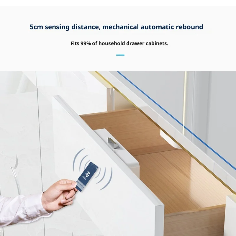 RFID Card Smart Lock for Drawer/Cabinet No Drilling Invisible Lock Suitable for File Cabinet/Locker/Sauna Cabinet