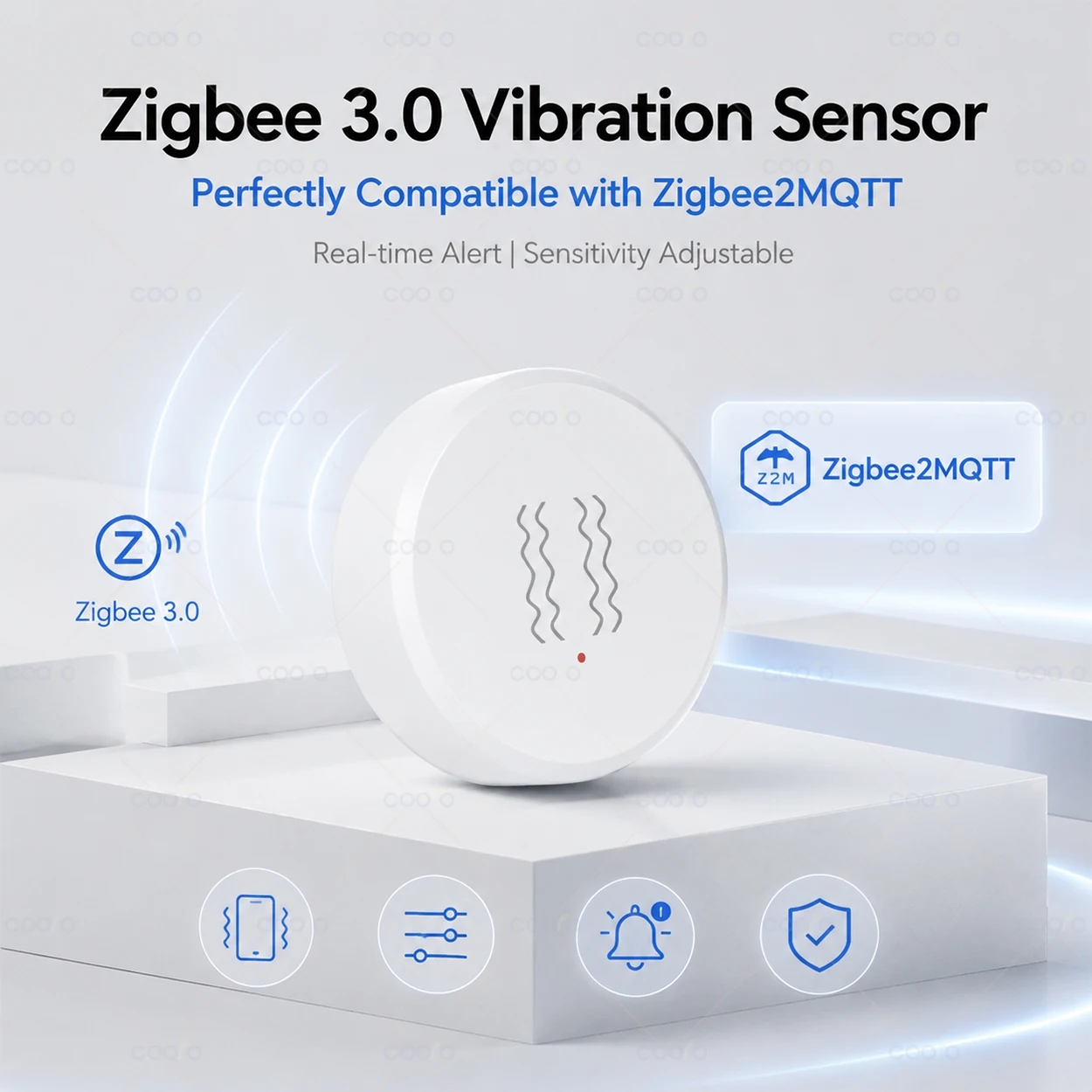 Zigbee 3.0 Smart Vibration Sensor Detection Real-Time Drop Motion Shock Alarm for Door Window Drawer Safe Work With Zigbee2MQTT