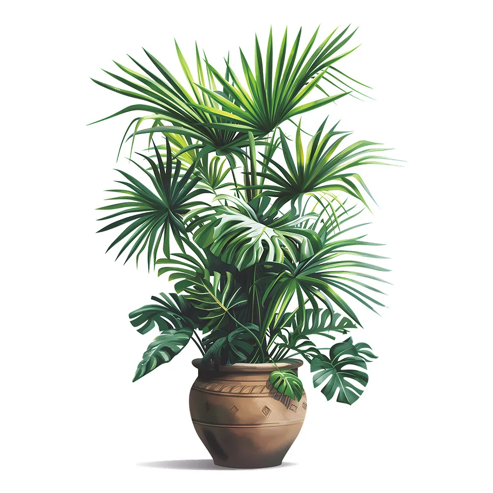 Green Plant Potted Plant Simulation Flower Pot Wall Sticker Bedroom Living Room Foyer Home Wall Decoration Sticker Self Adhesive