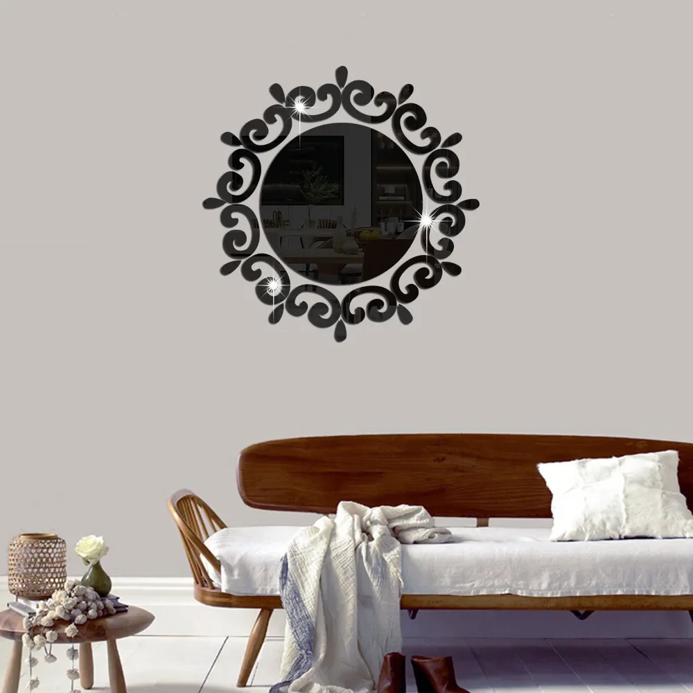 Acrylic Water Droplet Circular Mirror Wall Sticker Center Circle 20cm Decorative Wall Mirror Room Bathroom Modern HomeDecoration