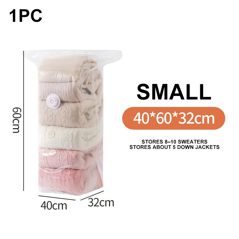 No Pump Vacuum Storage Bags Large Capacity Space Saver Airtight Reusable for Clothes Quilts Blankets Beds 2026 Closet Organizer