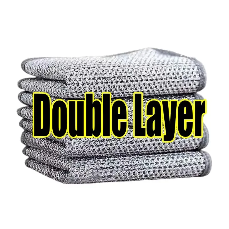 20 Pack Multipurpose Wire Dish Cloths - Reusable Heavy-Duty Metal Mesh Dishwashing Rags with Double Layer Design