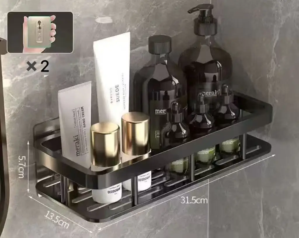 2PCS Bathroom Shelf Kitchen Storage Organizer ABS Shampoo Rack Shower Shelf Bathroom Accessories No Drill Shelf